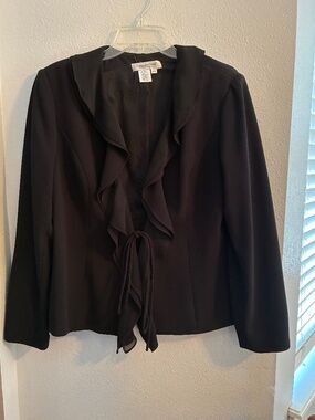 Black ruffle blazer